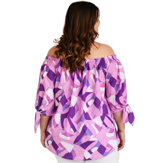 Foto 3 | Blusa Escote Campesino Roman Fashion Tallas Extras 1608 color Púrpura