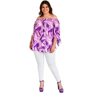 Foto 5 | Blusa Escote Campesino Roman Fashion Tallas Extras 1608 color Púrpura