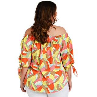 Foto 3 | Blusa Escote Campesino Roman Fashion Tallas Extras 1608 color Amarillo
