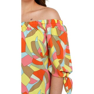 Foto 4 | Blusa Escote Campesino Roman Fashion Tallas Extras 1608 color Amarillo