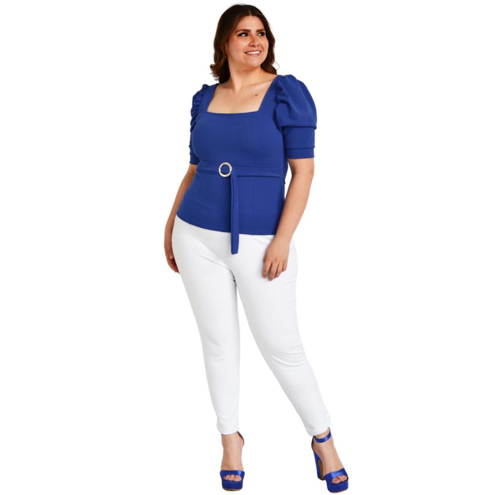 Foto 5 | Blusa Roman Fashion color Azul para Mujer