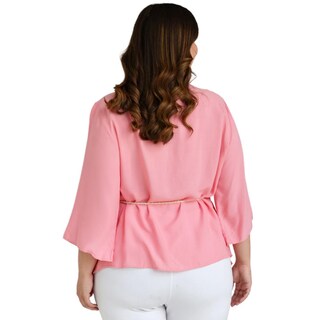 Foto 3 | Blusa Asimétrica con Cinto Roman Fashion BL-GR-1831 color Rosa Tallas Extras