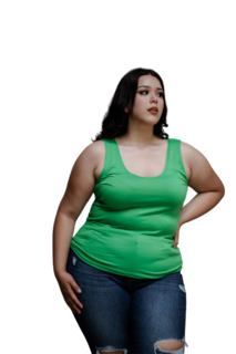 Foto 1 | Blusa Casual María Ferré 2723l color Verde Manga Tirante para Mujer Tallas Extras