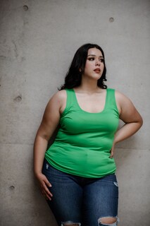 Foto 4 | Blusa Casual María Ferré 2723l color Verde Manga Tirante para Mujer Tallas Extras