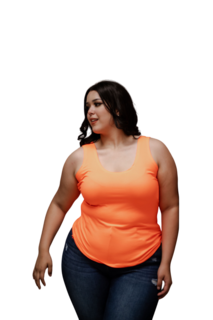 Foto 1 | Blusa Casual María Ferré 2723l color Naranja Manga Tirante para Mujer Tallas Extras