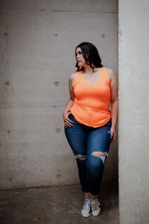 Foto 2 | Blusa Casual María Ferré 2723l color Naranja Manga Tirante para Mujer Tallas Extras