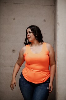 Foto 4 | Blusa Casual María Ferré 2723l color Naranja Manga Tirante para Mujer Tallas Extras