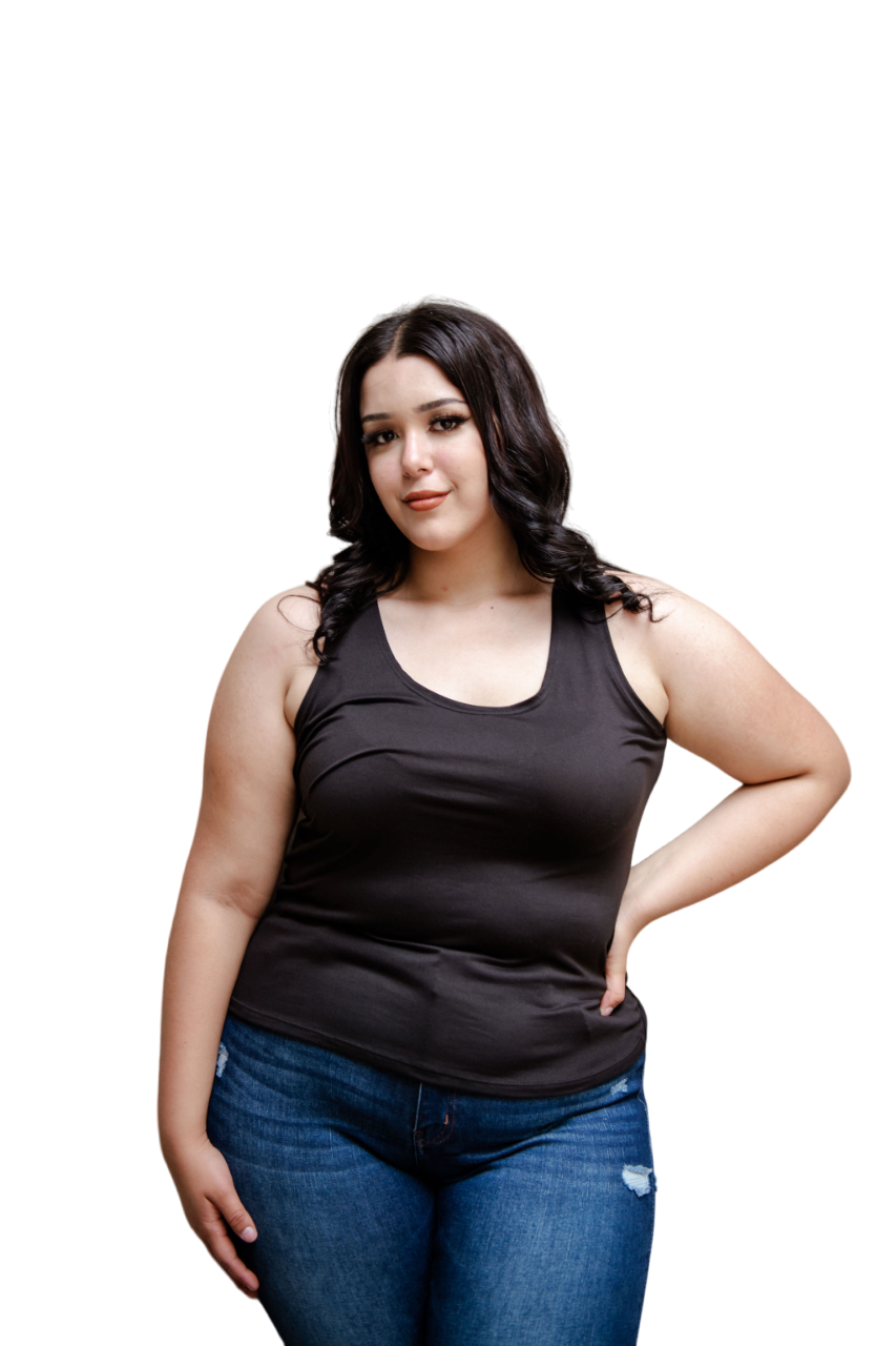 Blusa Casual María Ferré 2723l Negro Manga Tirante Para Mujer Tallas Extras