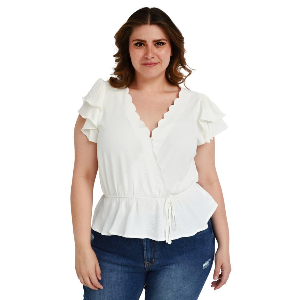 Foto 2 pulgar | Blusa Manga Mariposa Roman Fashion color Blanco para Mujer