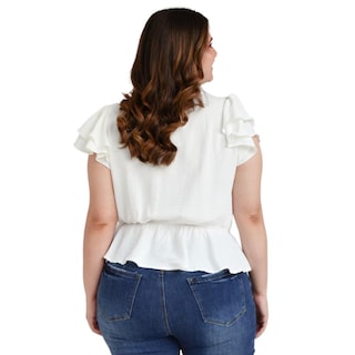 Foto 3 | Blusa Manga Mariposa Roman Fashion color Blanco para Mujer
