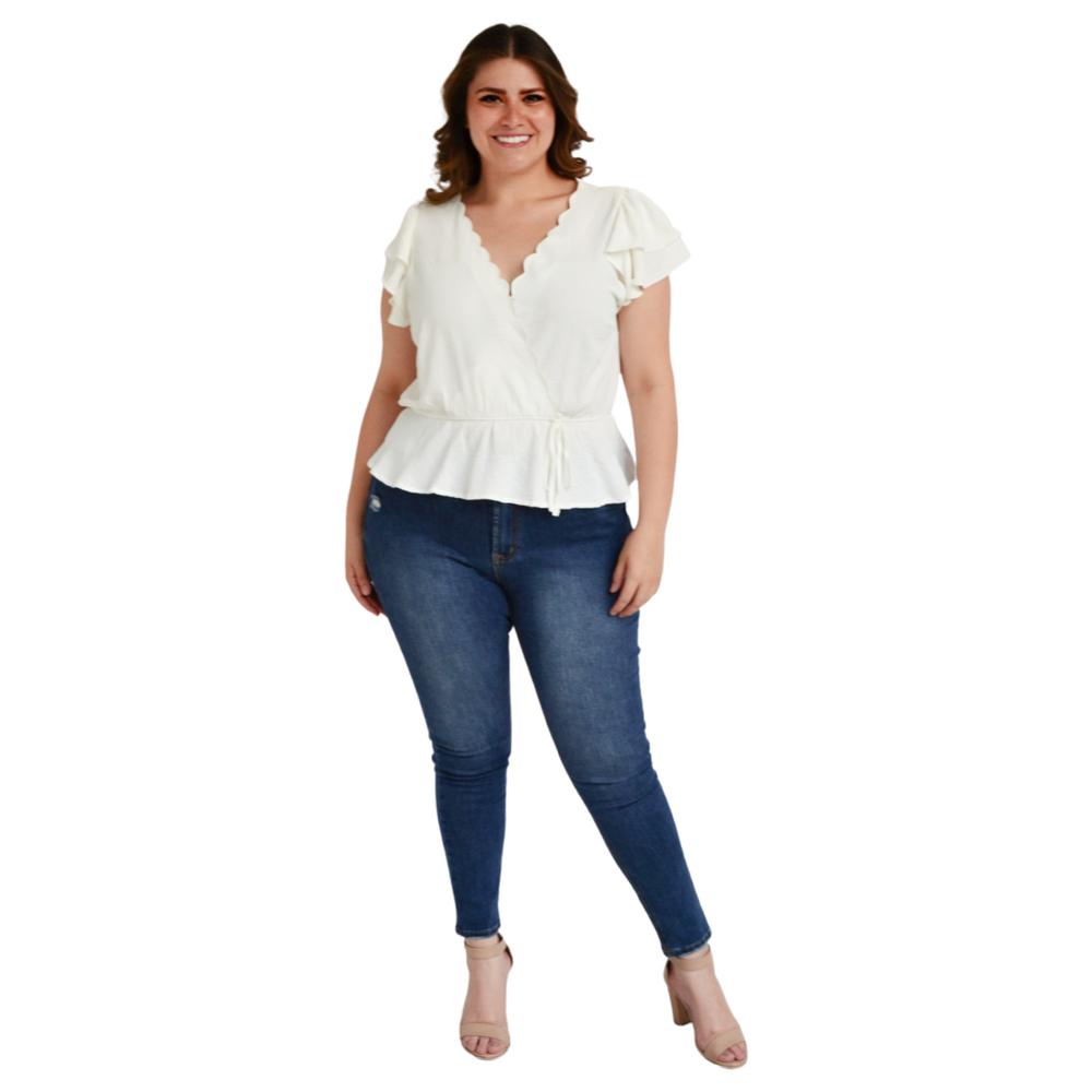 Foto 6 pulgar | Blusa Manga Mariposa Roman Fashion color Blanco para Mujer