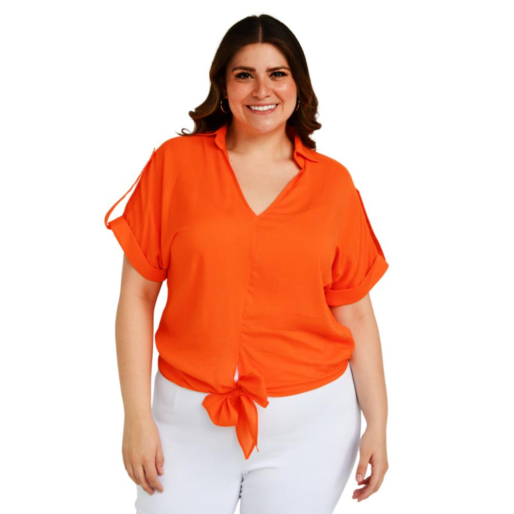 Foto 1 | Blusa  con Moño Roman Fashion color Naranja para Mujer