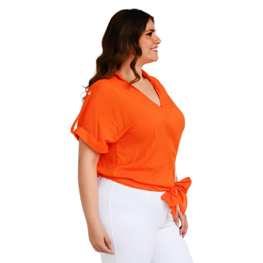 Foto 2 | Blusa  con Moño Roman Fashion color Naranja para Mujer