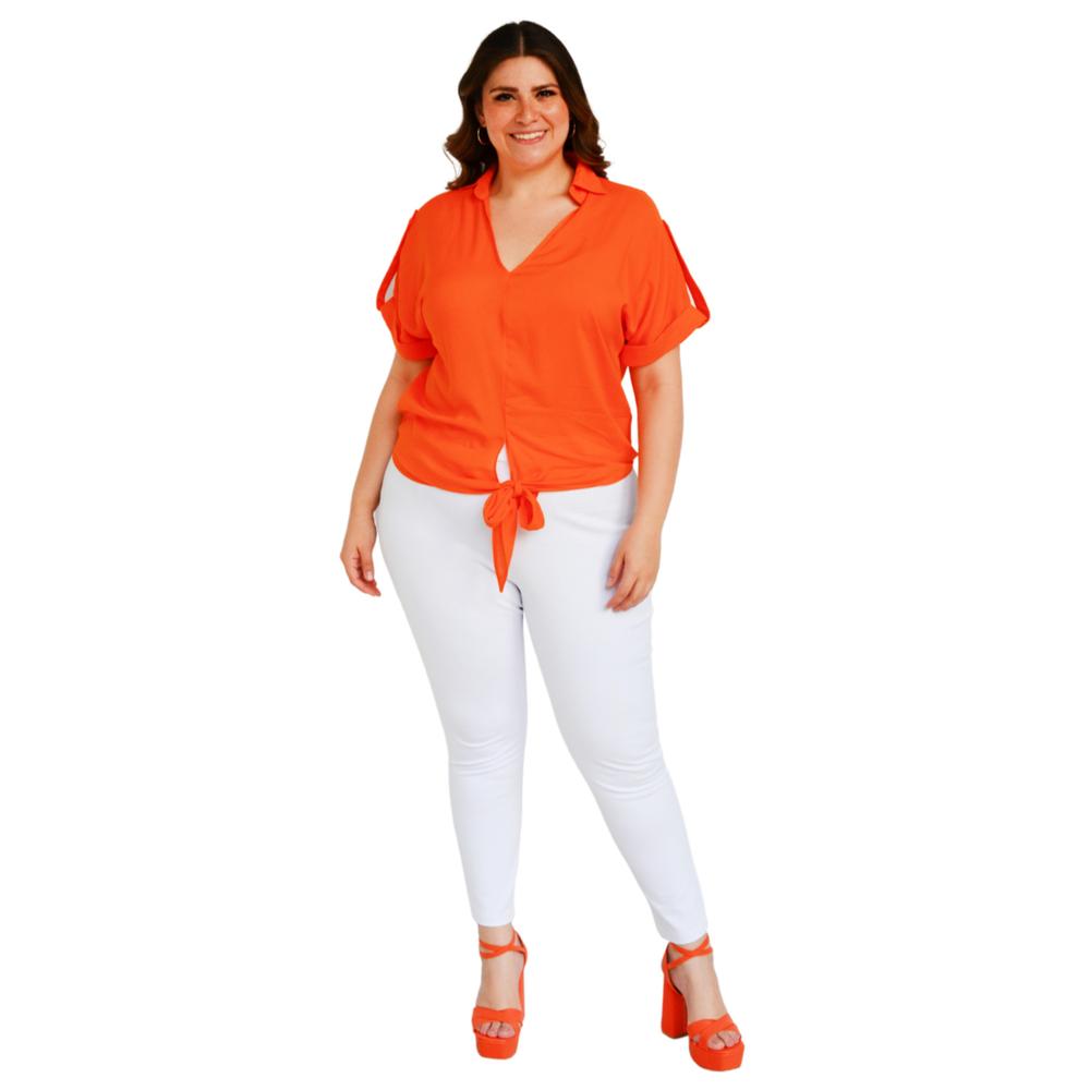 Foto 5 | Blusa  con Moño Roman Fashion color Naranja para Mujer