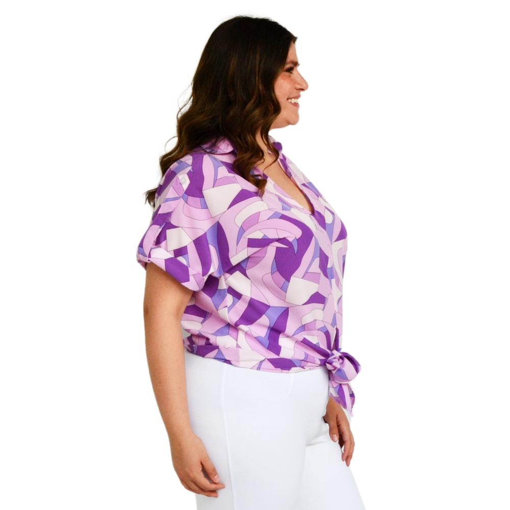 Foto 2 | Blusa con Moño Roman Fashion color Púrpura para Mujer