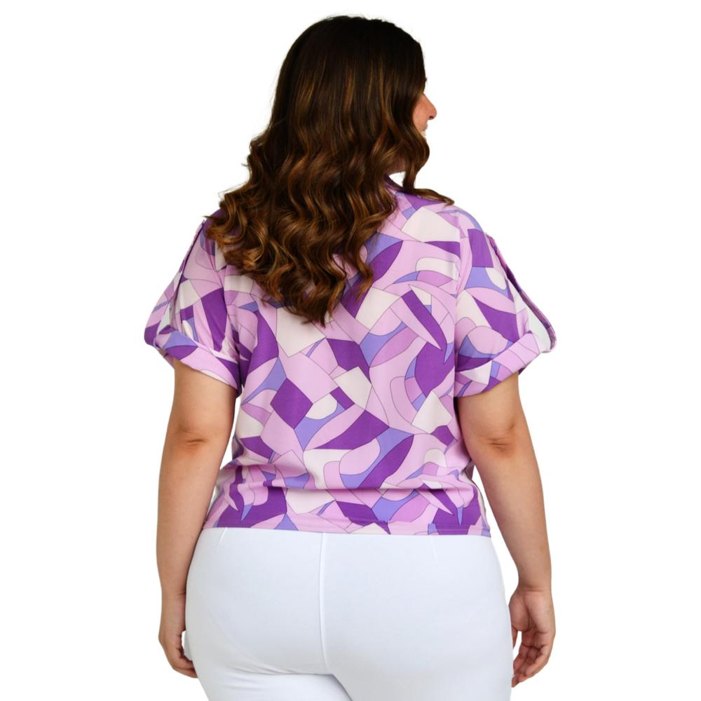 Foto 4 pulgar | Blusa con Moño Roman Fashion color Púrpura para Mujer