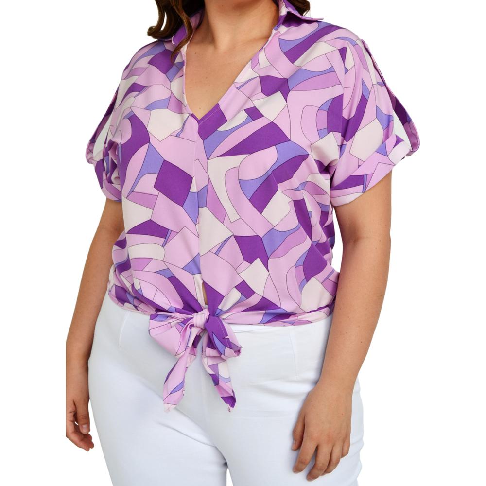 Foto 5 pulgar | Blusa con Moño Roman Fashion color Púrpura para Mujer