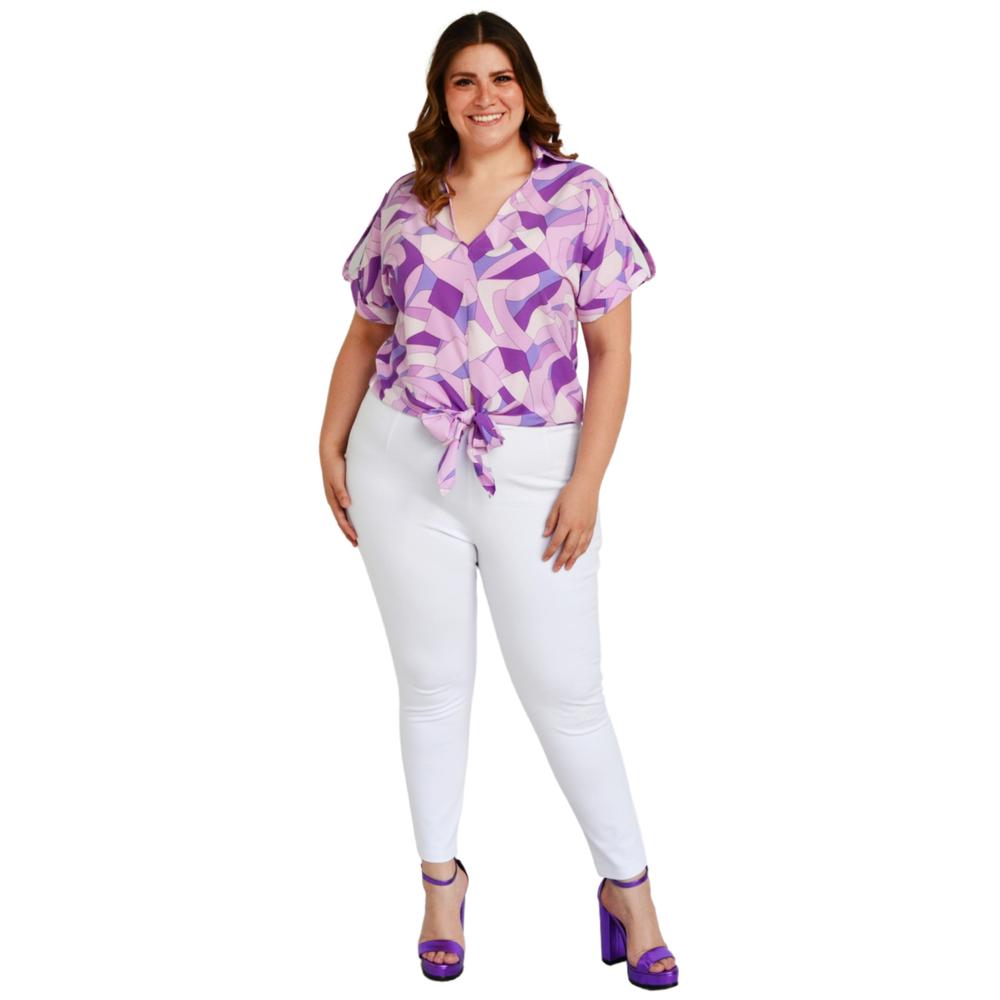 Foto 6 pulgar | Blusa con Moño Roman Fashion color Púrpura para Mujer