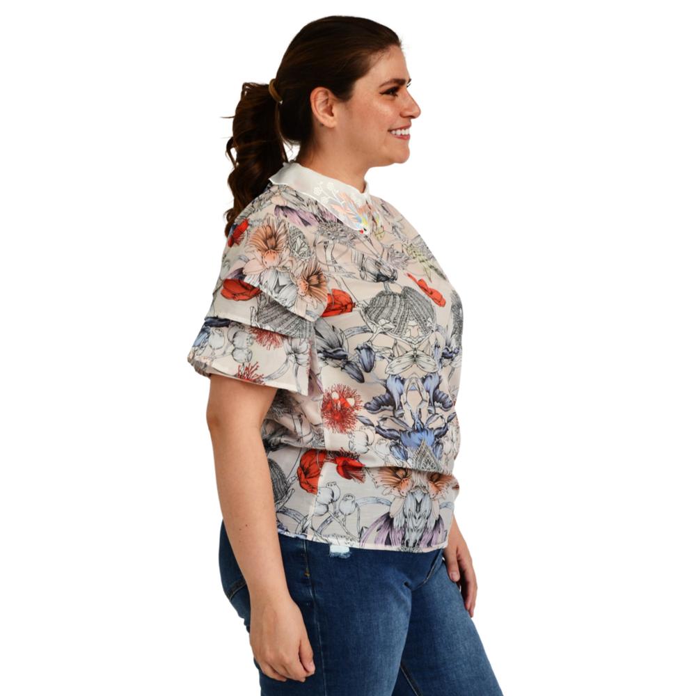 Foto 3 pulgar | Blusa Cuello Bordado Roman Fashion color Blanco