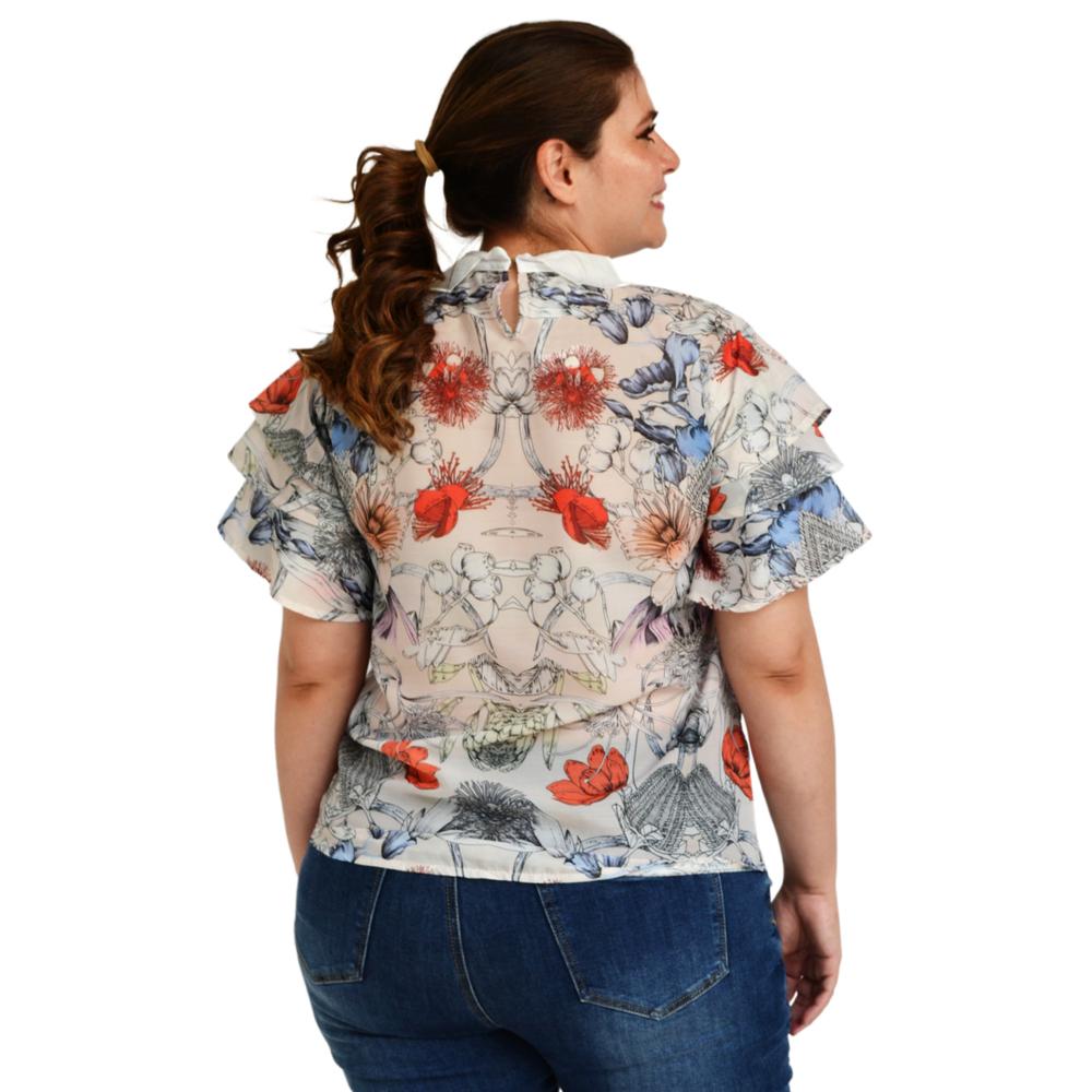 Foto 4 pulgar | Blusa Cuello Bordado Roman Fashion color Blanco