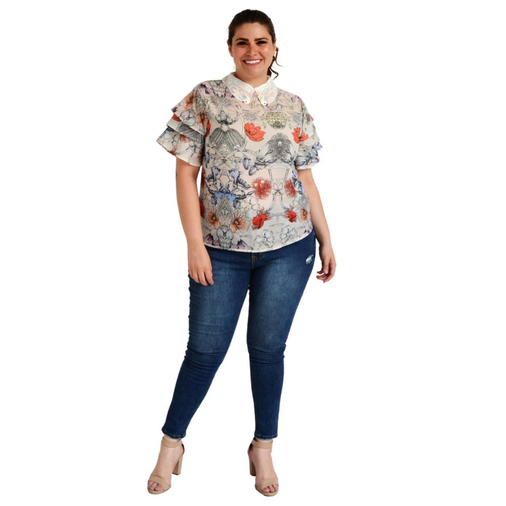 Foto 6 pulgar | Blusa Cuello Bordado Roman Fashion color Blanco