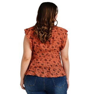 Foto 3 | Blusa Escote Cruzado Roman Fashion Tallas Extras color Marrón