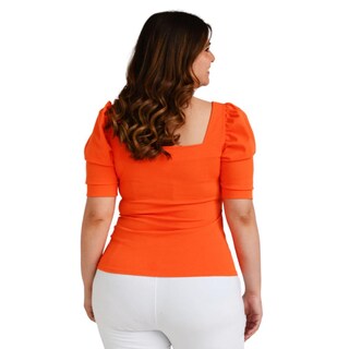 Foto 3 | Blusa Escote Cuadrado Roman Fashion Tallas Extras color Naranja