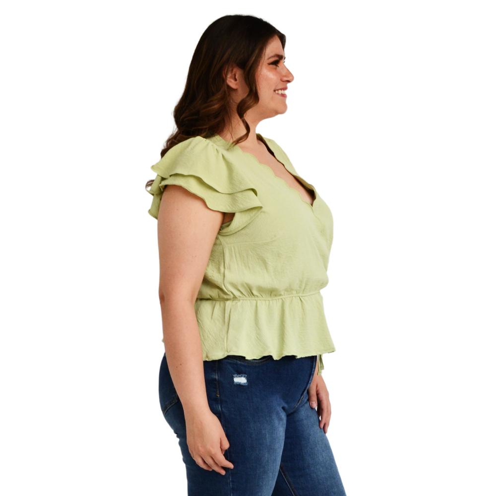 Foto 2 | Blusa Manga Mariposa Roman Fashion Tallas Extras color Verde