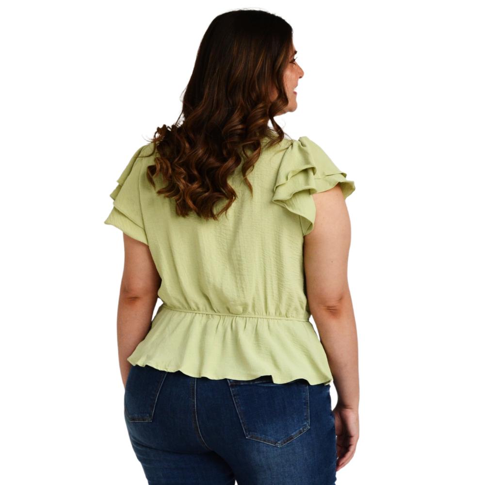 Foto 4 pulgar | Blusa Manga Mariposa Roman Fashion Tallas Extras color Verde