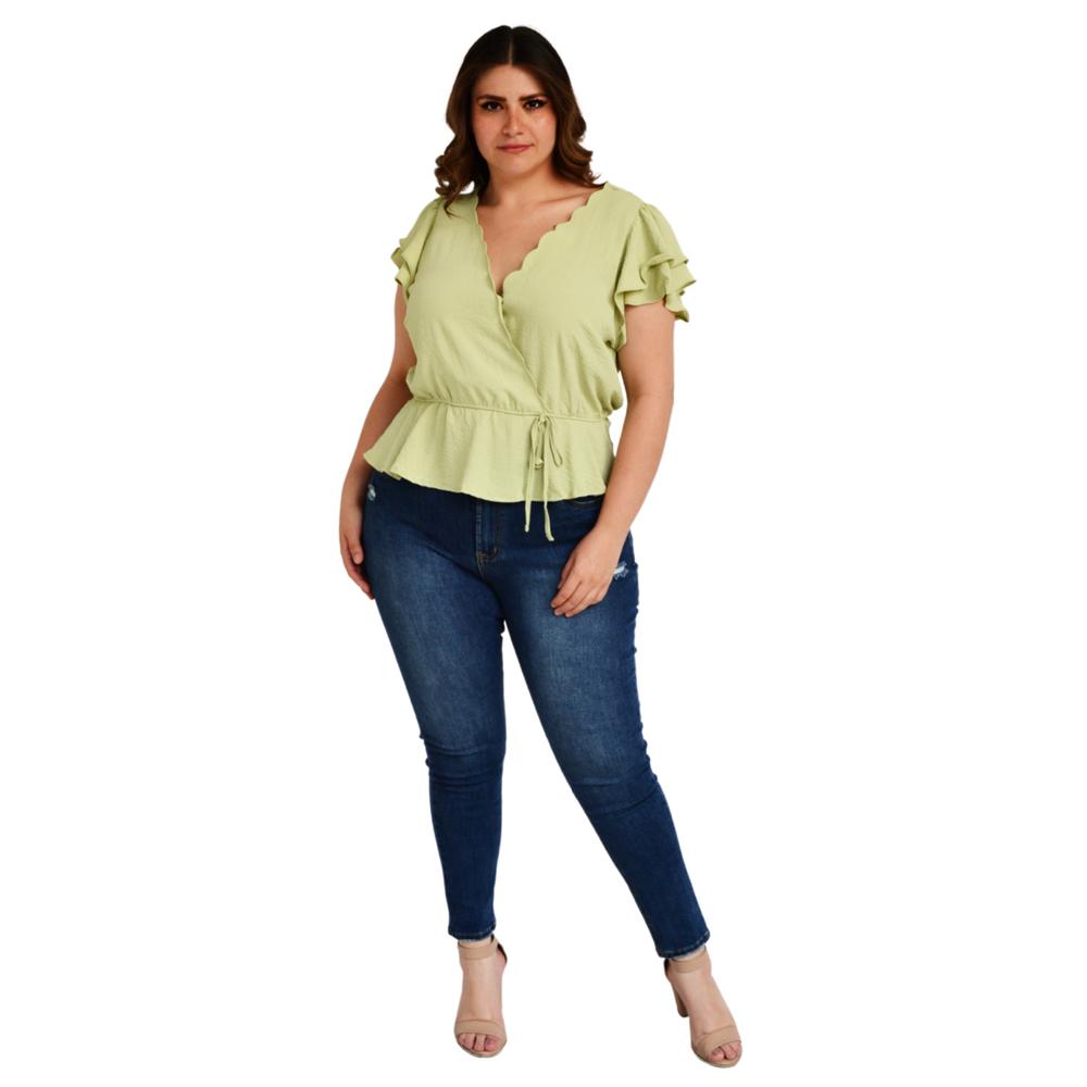 Foto 6 pulgar | Blusa Manga Mariposa Roman Fashion Tallas Extras color Verde