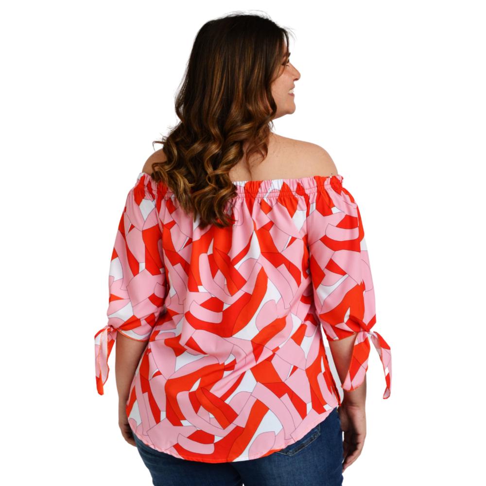 Foto 4 pulgar | Blusa Escote Campesino Roman Fashion Tallas Extras color Naranja