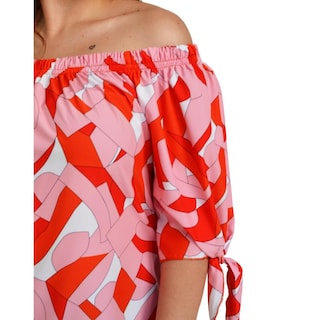 Foto 4 | Blusa Escote Campesino Roman Fashion Tallas Extras color Naranja