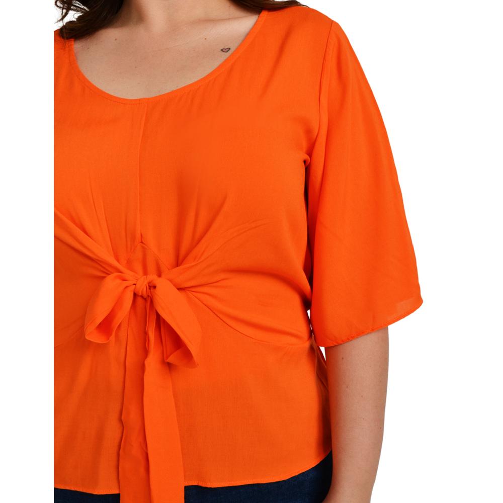 Foto 5 pulgar | Blusa Detalle de Moño Roman Fashion BL-GR-1832 color Naranja Tallas Extras