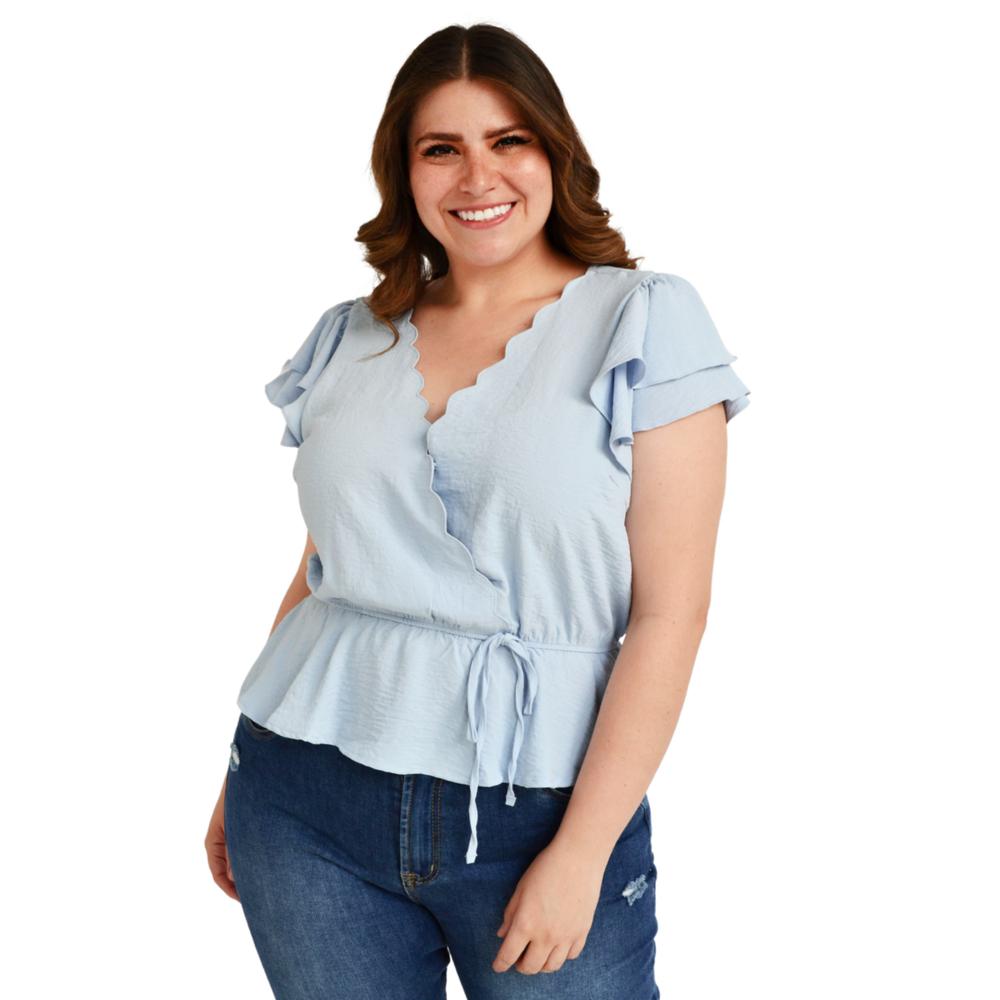 Foto 1 | Blusa Manga Mariposa Roman Fashion Tallas Extras color Azul