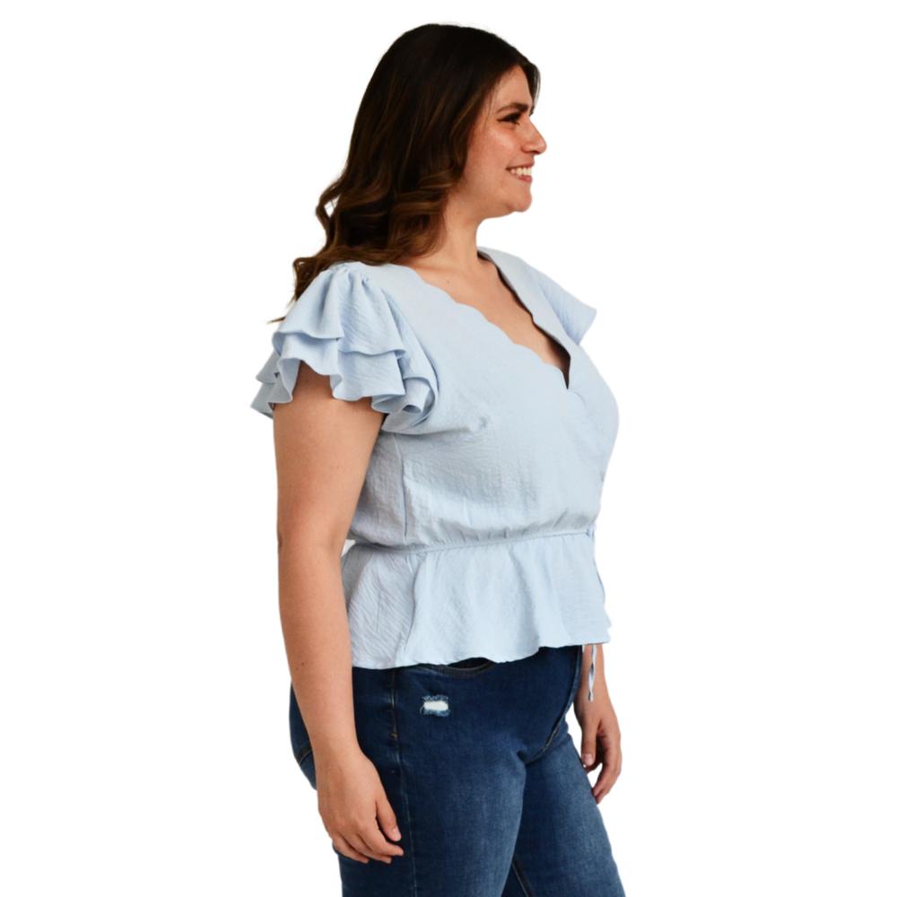 Foto 2 | Blusa Manga Mariposa Roman Fashion Tallas Extras color Azul