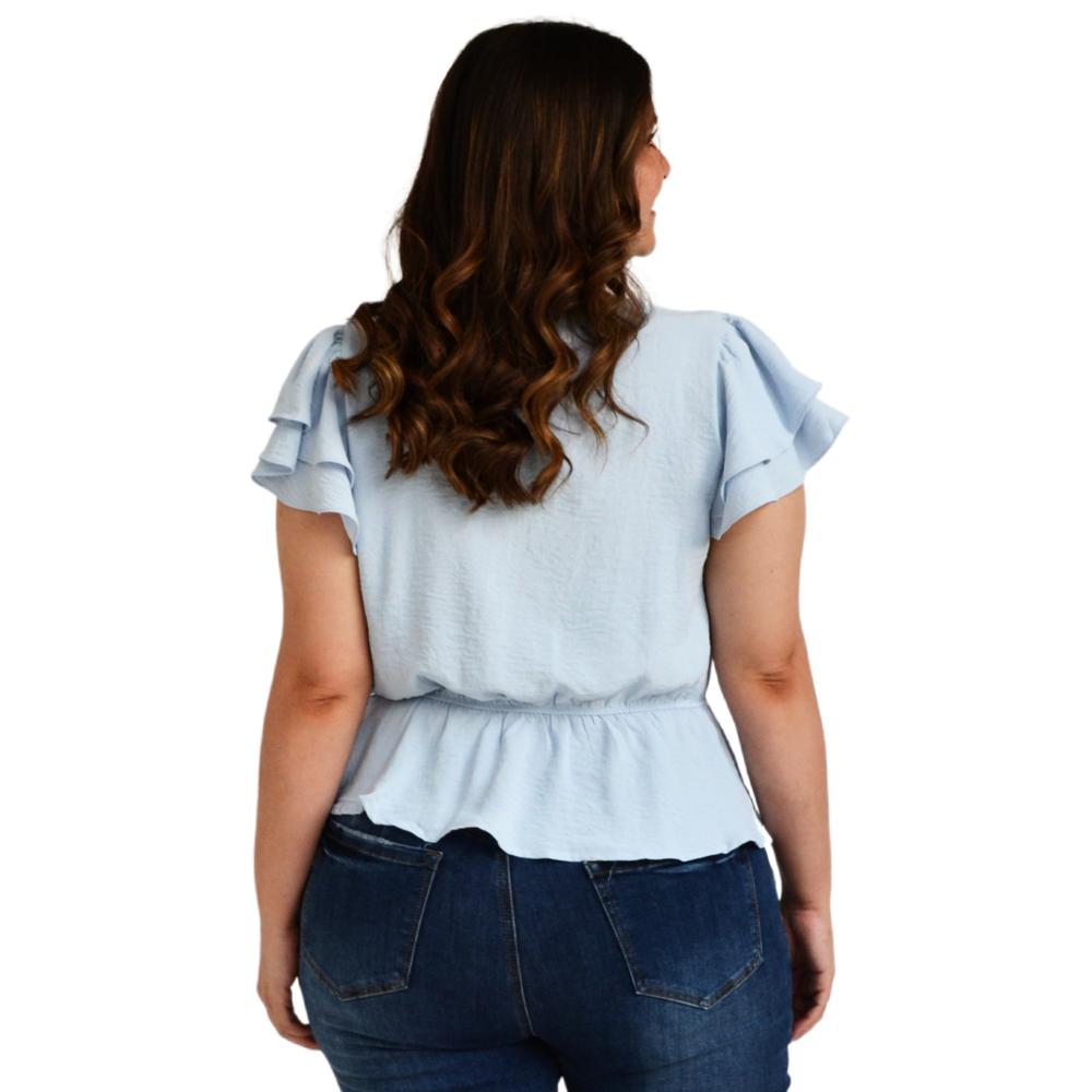 Foto 4 pulgar | Blusa Manga Mariposa Roman Fashion Tallas Extras color Azul