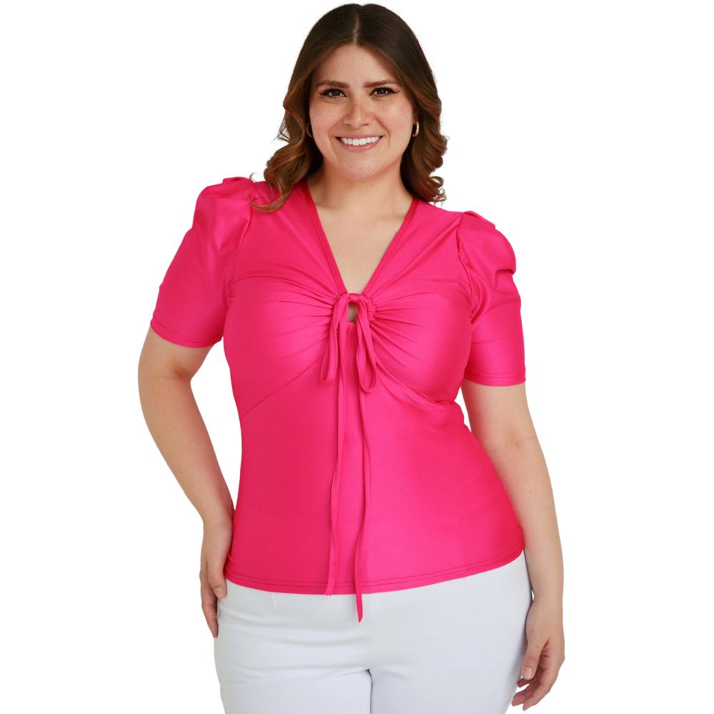 Foto 2 pulgar | Blusa de Satín Roman Fashion 1825 color Rosa para Mujer