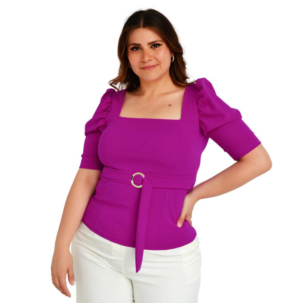 Foto 2 pulgar | Blusa Roman Fashion color Magenta para Mujer