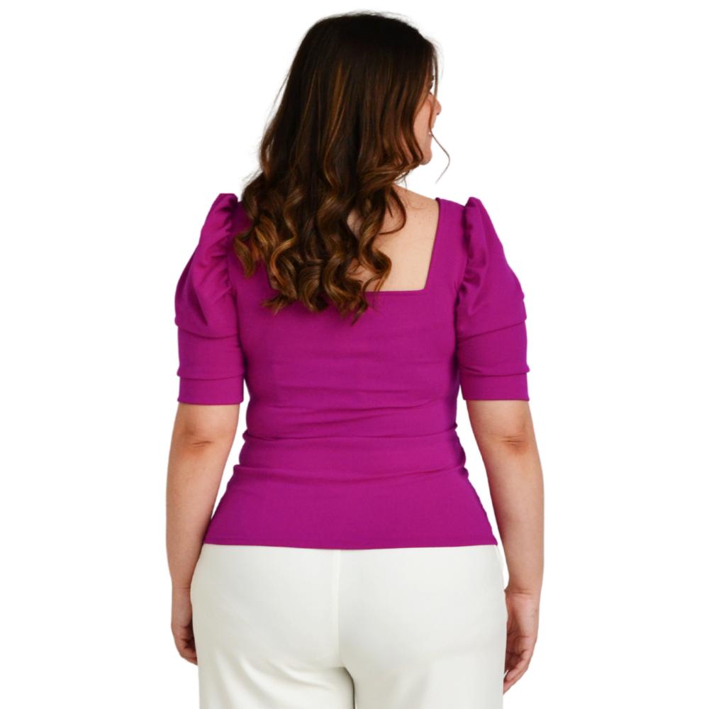 Foto 4 pulgar | Blusa Roman Fashion color Magenta para Mujer