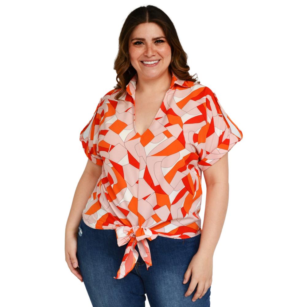 Foto 1 | Blusa Roman Fashion color Naranja para Mujer