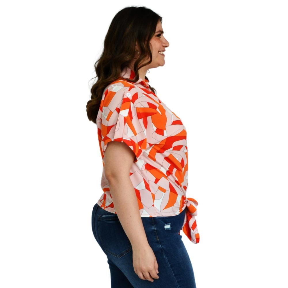Foto 3 pulgar | Blusa Roman Fashion color Naranja para Mujer