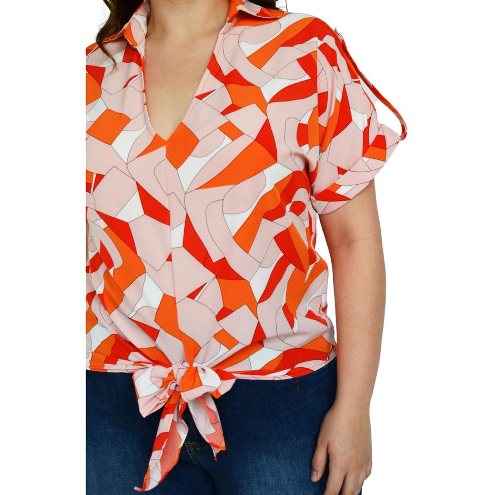 Foto 4 | Blusa Roman Fashion color Naranja para Mujer