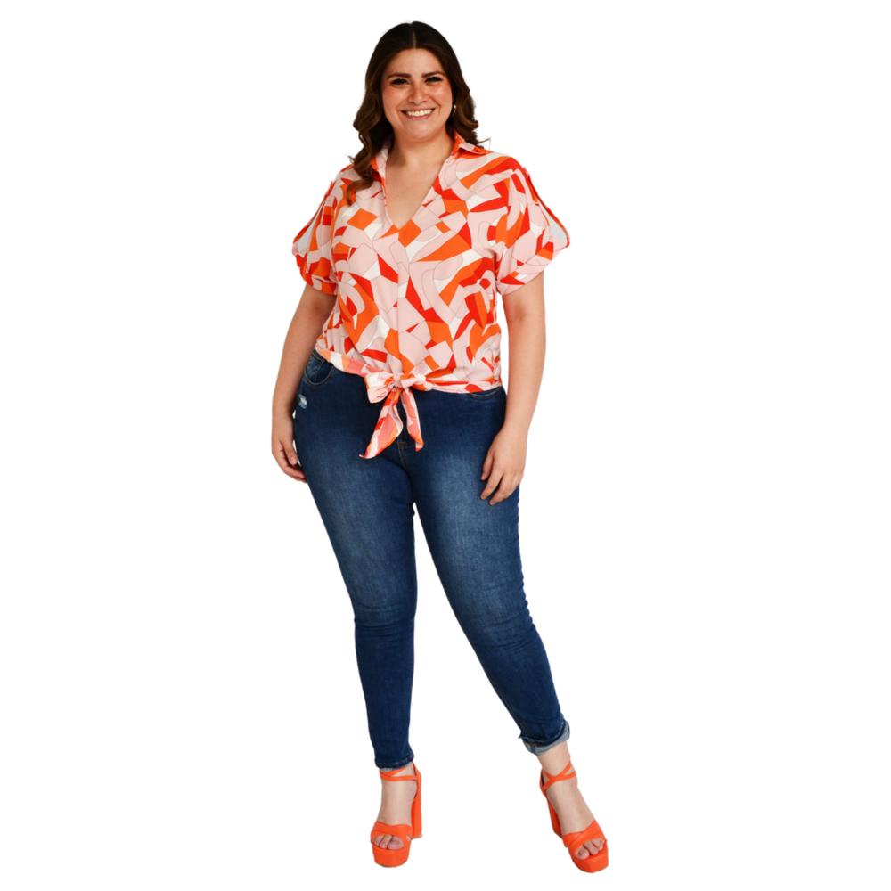 Foto 5 | Blusa Roman Fashion color Naranja para Mujer