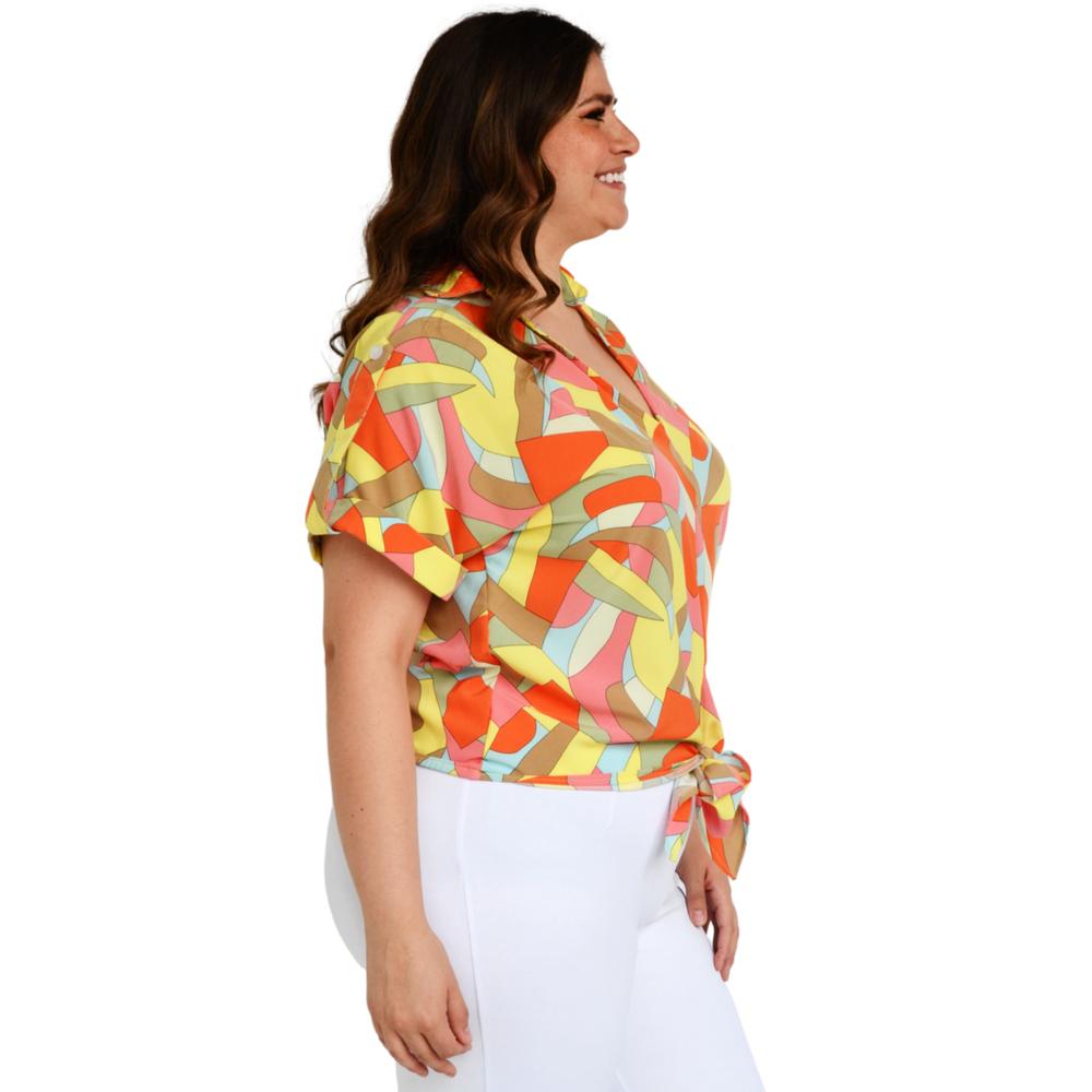 Foto 2 | Blusa Fresca con Moño Roman Fashion Tallas Extras 1819 color Amarillo