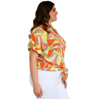 Foto 2 | Blusa Fresca con Moño Roman Fashion Tallas Extras 1819 color Amarillo