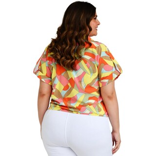 Foto 3 | Blusa Fresca con Moño Roman Fashion Tallas Extras 1819 color Amarillo