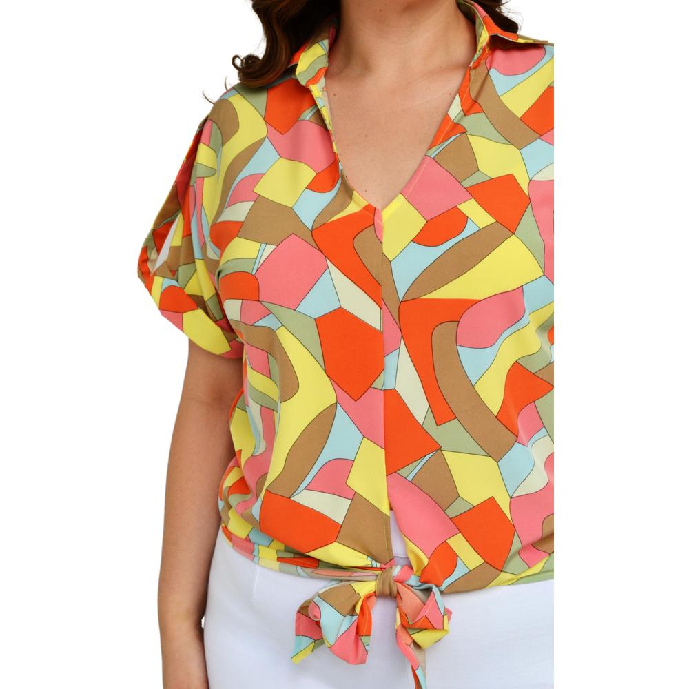Foto 4 | Blusa Fresca con Moño Roman Fashion Tallas Extras 1819 color Amarillo