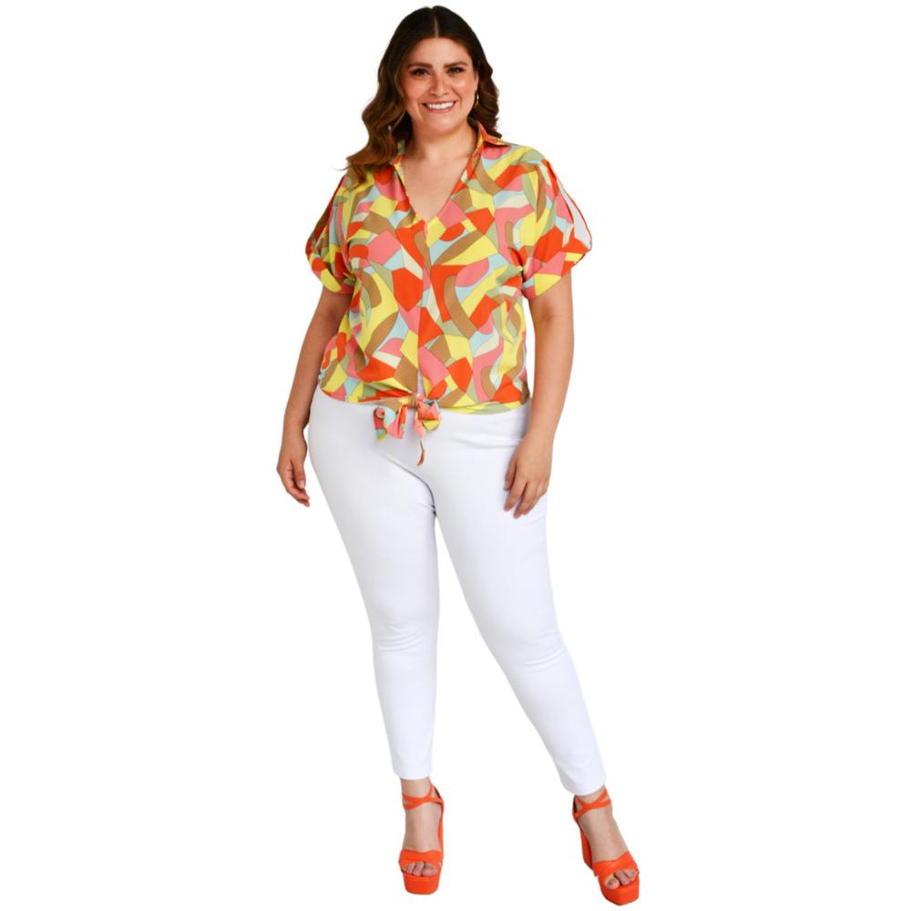 Foto 5 | Blusa Fresca con Moño Roman Fashion Tallas Extras 1819 color Amarillo