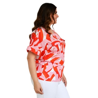 Foto 2 | Blusa Fresca con Bolsillos Roman Fashion Tallas Extras 1813 color Naranja