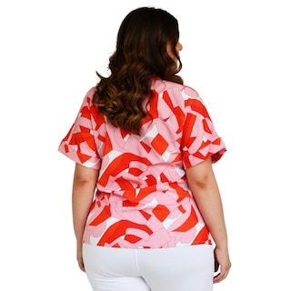 Foto 3 | Blusa Fresca con Bolsillos Roman Fashion Tallas Extras 1813 color Naranja